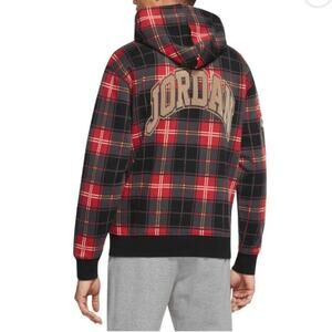 JORDAN Men's Essential Holiday Plaid Tartan Hoodie Sweatshirt Size 2XL NBA